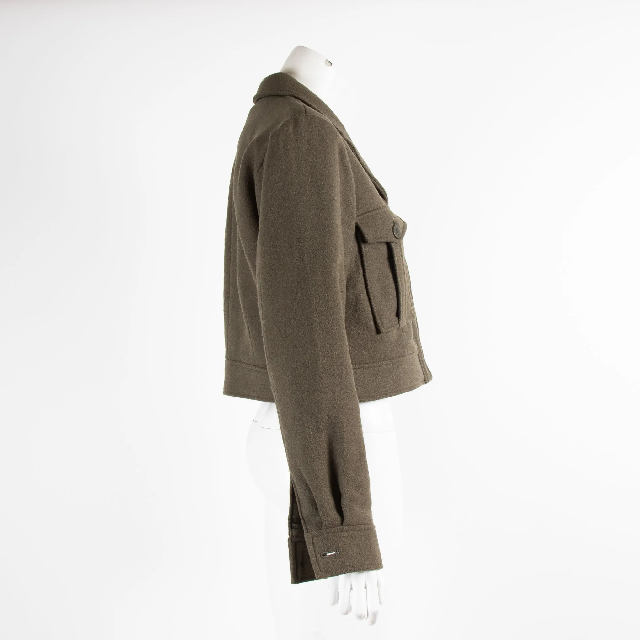Anine Bing Khaki Buttoned Cropped Jacket