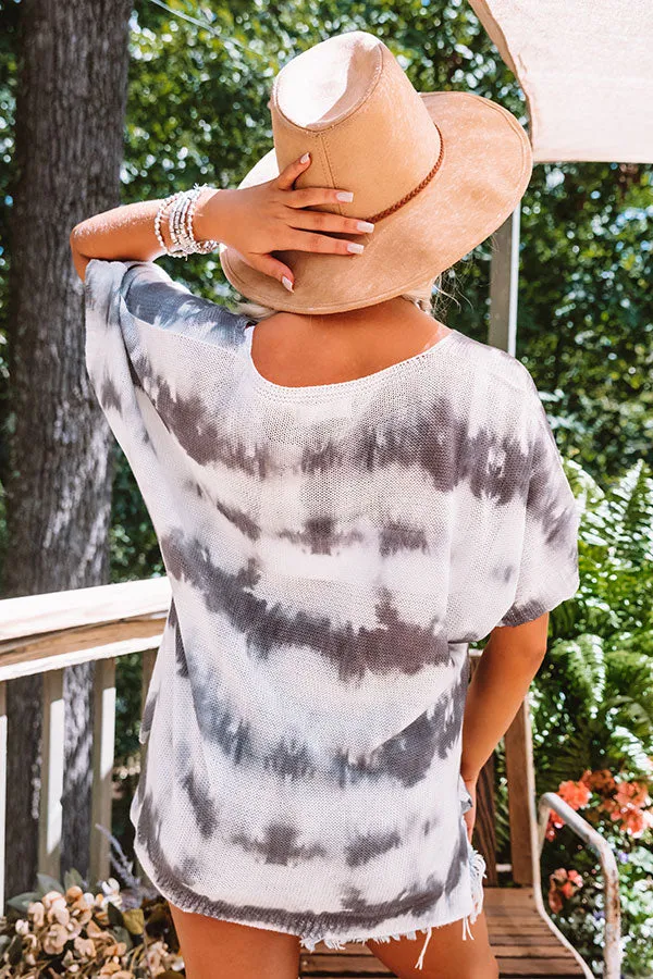 Best Result Tie Dye Knit Top In Charcoal