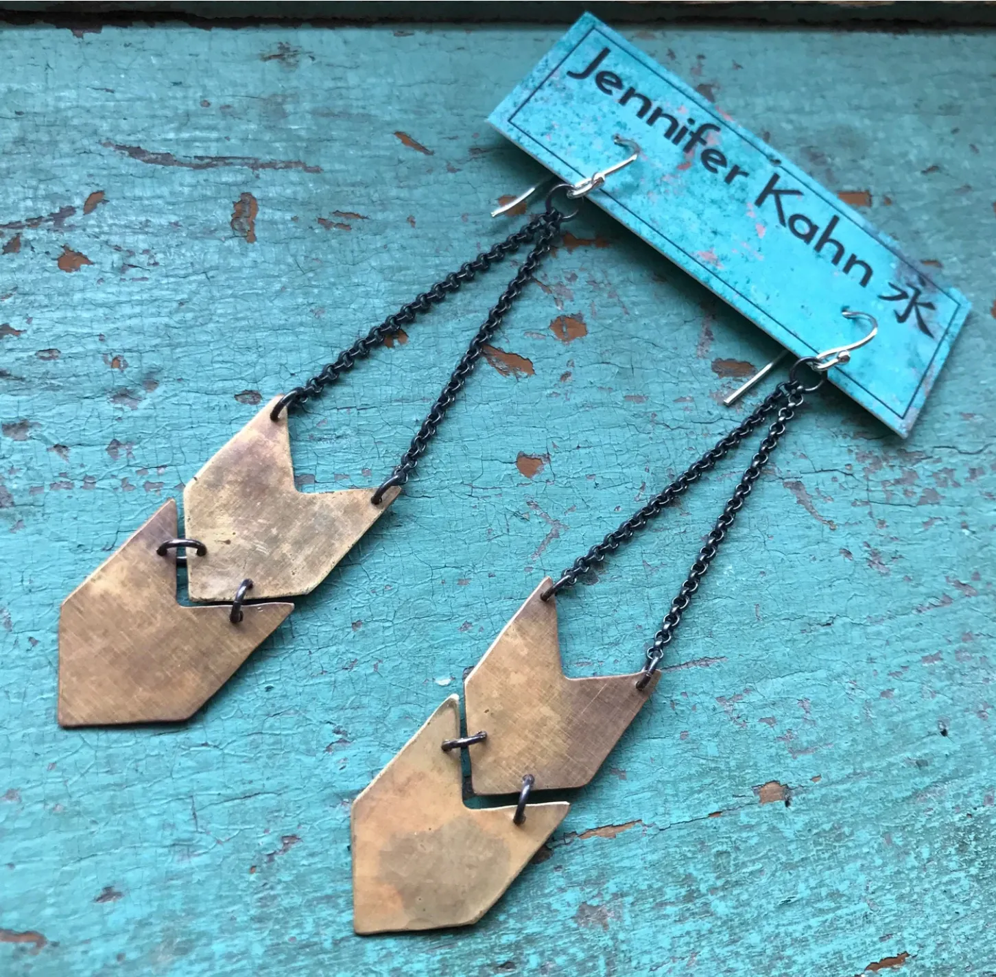 Brass Chevron Earrings