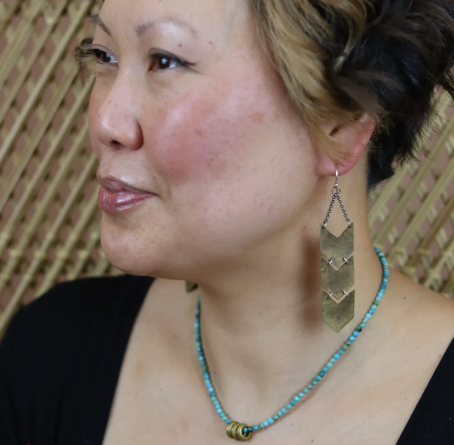 Brass Chevron Earrings