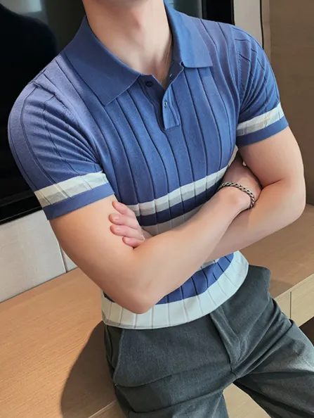 Ivyshape | Casual Striped Polo Shirt