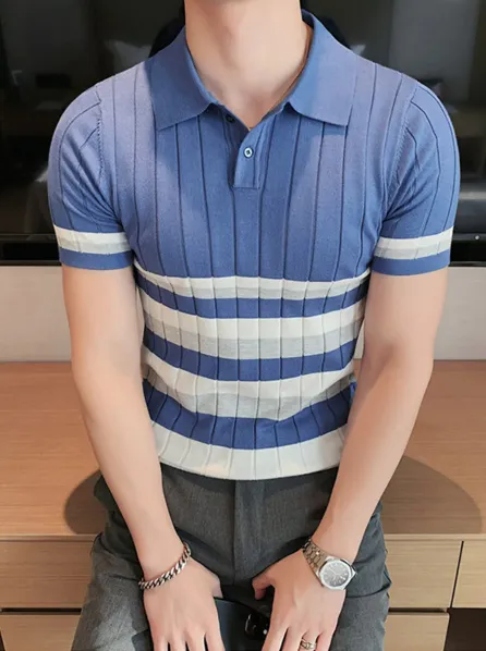 Ivyshape | Casual Striped Polo Shirt