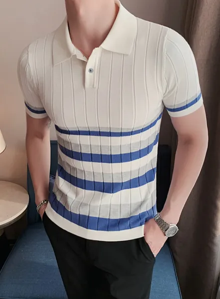 Ivyshape | Casual Striped Polo Shirt