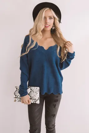 Jet Set Snuggles Shift Sweater In Dark Teal
