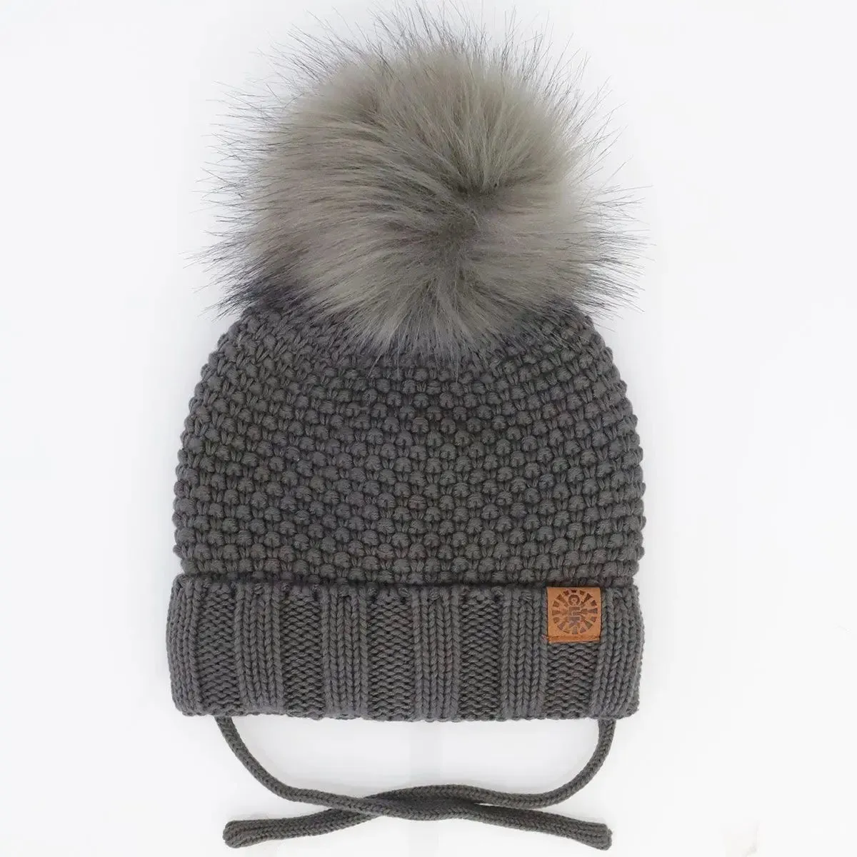Knit Pompom Hat - Charcoal | CALIKIDS