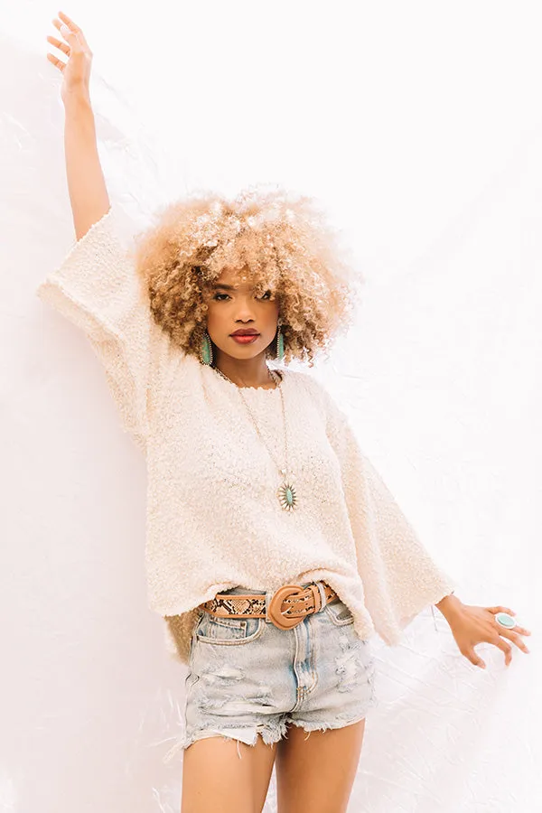 Laying Low In Colorado Popcorn Knit Sweater In Cream