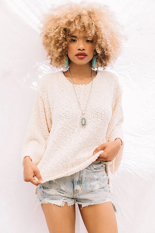 Laying Low In Colorado Popcorn Knit Sweater In Cream