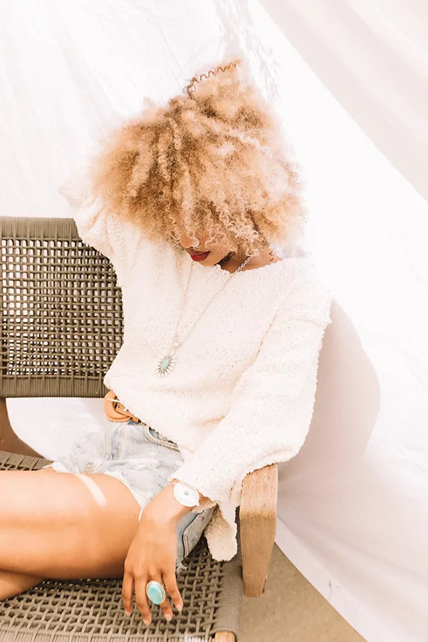 Laying Low In Colorado Popcorn Knit Sweater In Cream