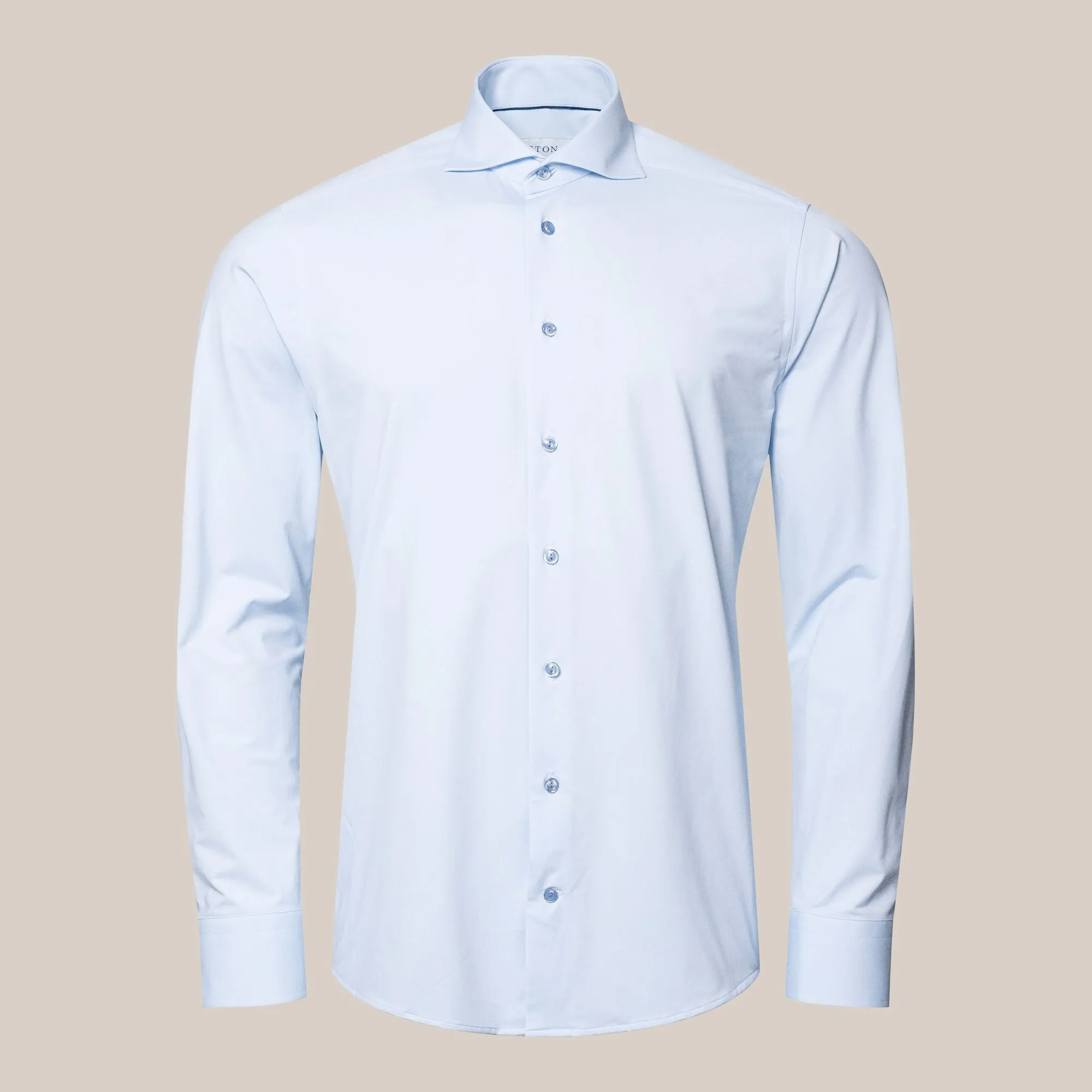Light Blue Solid Four-Way Stretch Slim Fit Shirt - ETON