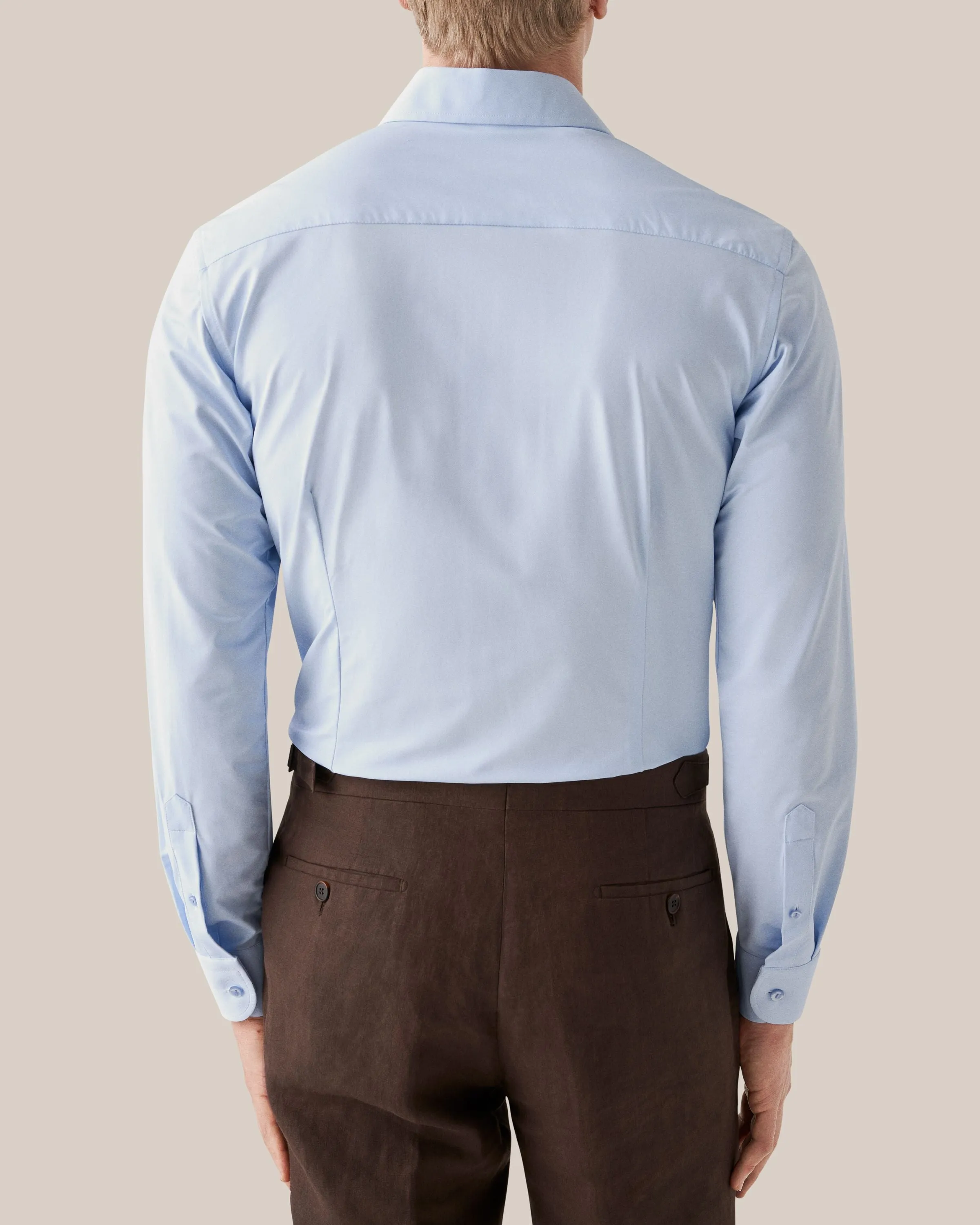 Light Blue Solid Four-Way Stretch Slim Fit Shirt - ETON