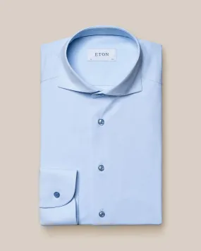 Light Blue Solid Four-Way Stretch Slim Fit Shirt - ETON