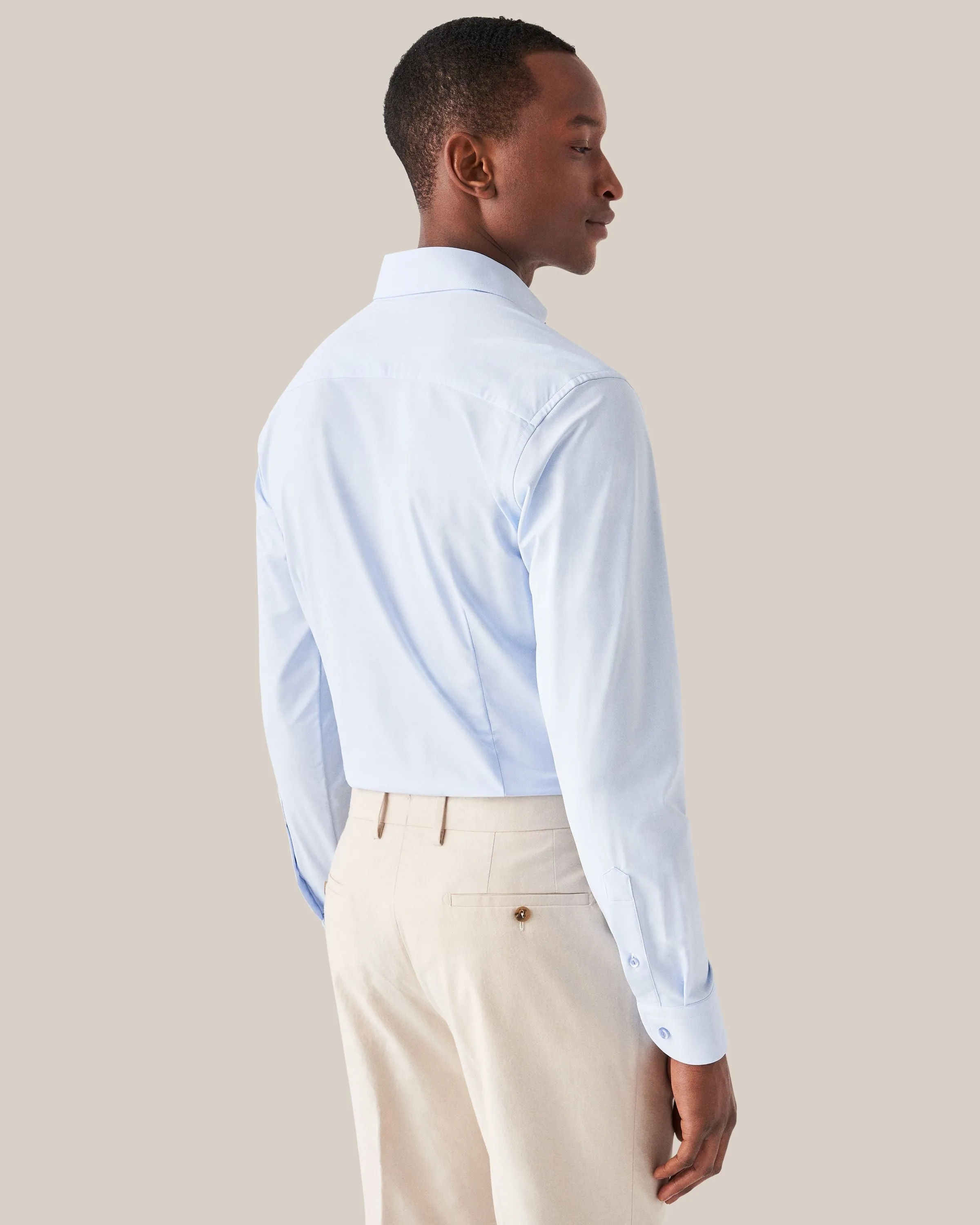 Light Blue Solid Four-Way Stretch Slim Fit Shirt - ETON
