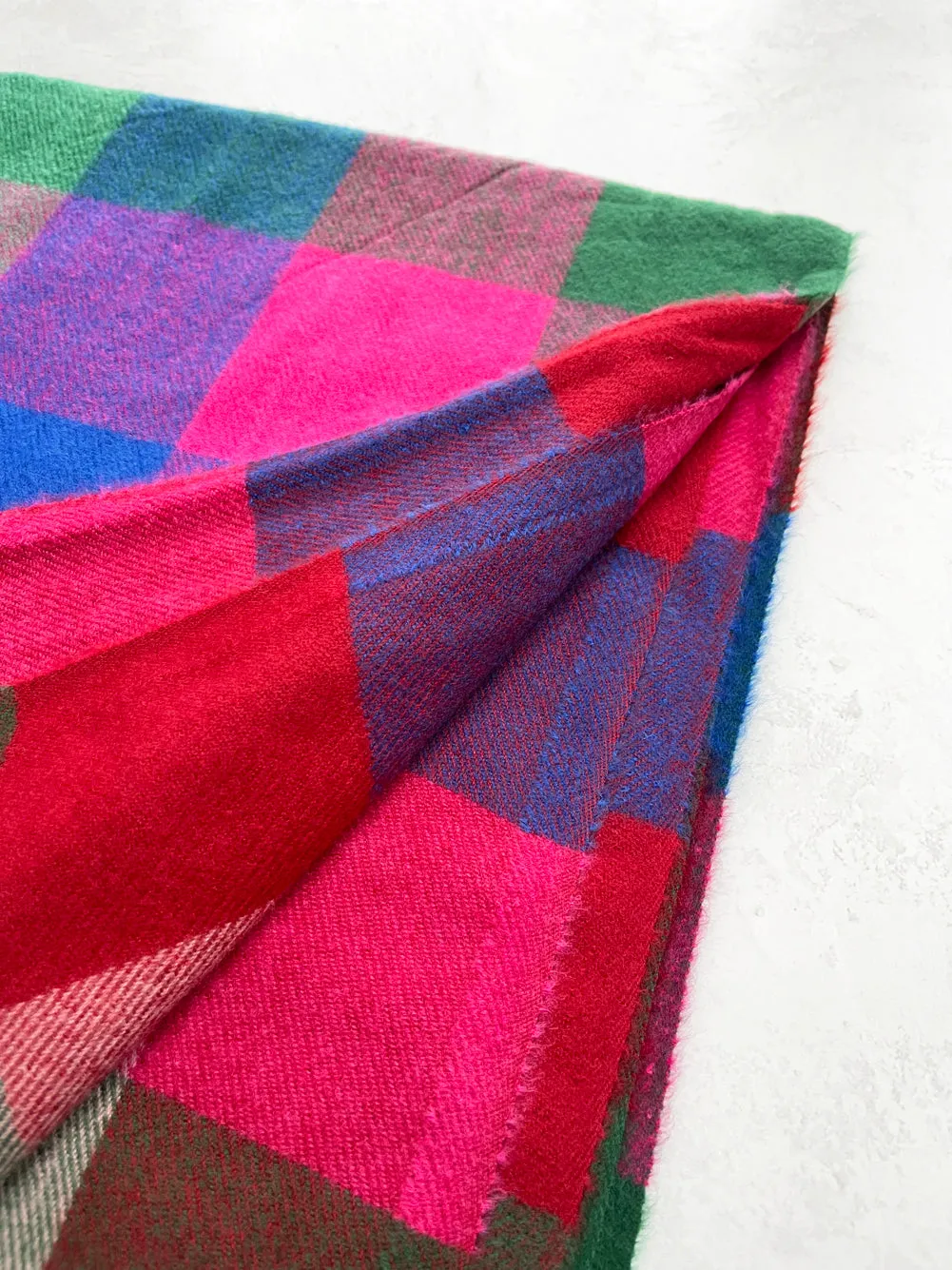 LONG MULTI COLOURED WOOL MIX CHECKED TARTAN SCARF