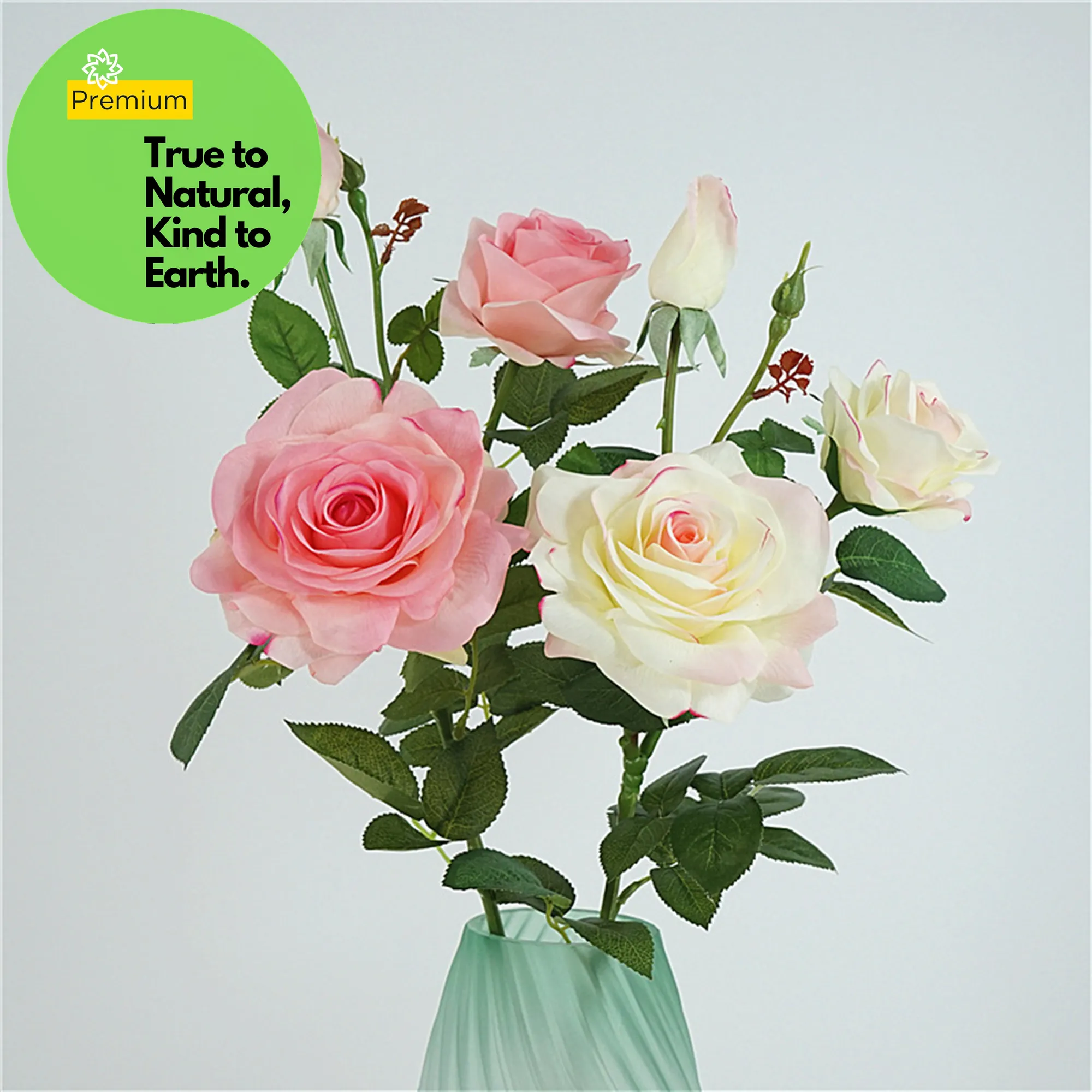 Premium Real Touch Rose with Bud Spray Stems