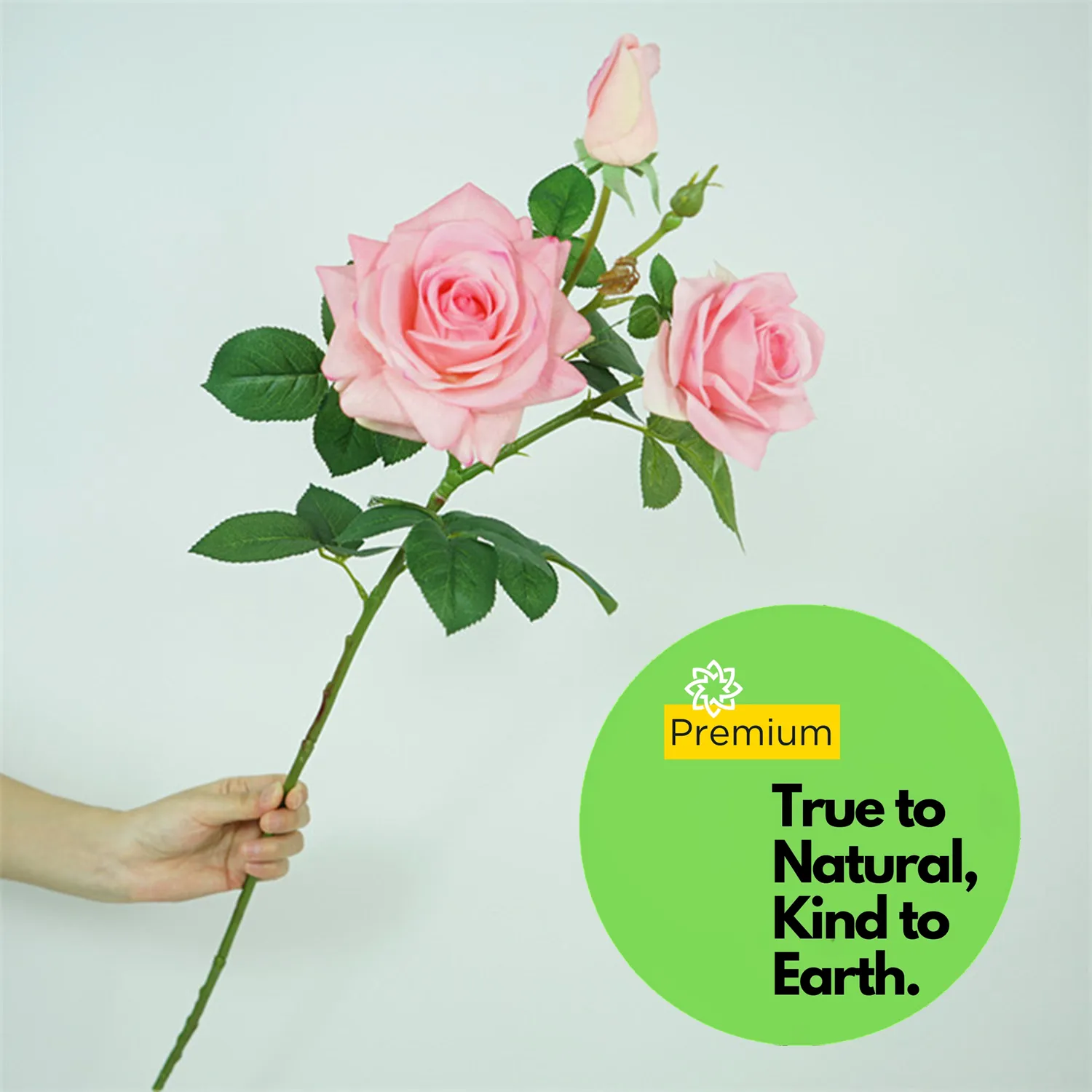 Premium Real Touch Rose with Bud Spray Stems