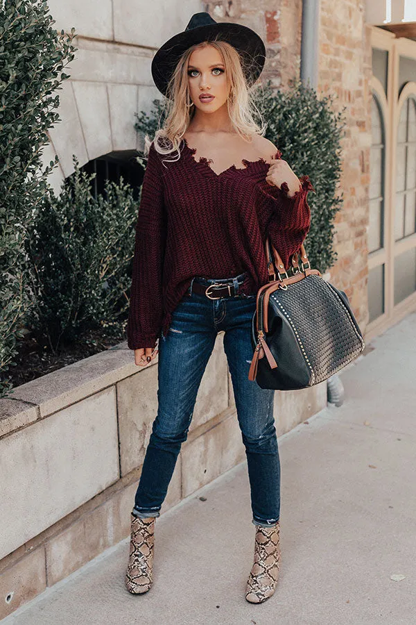 Pure Happiness Knit Sweater In Windsor Wine