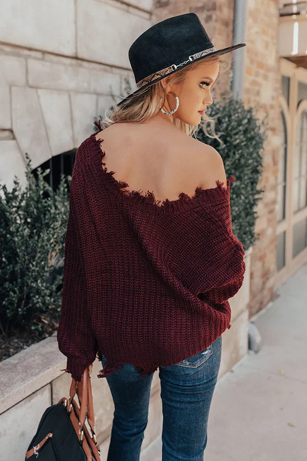 Pure Happiness Knit Sweater In Windsor Wine