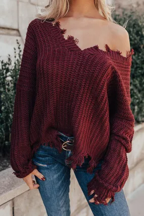 Pure Happiness Knit Sweater In Windsor Wine