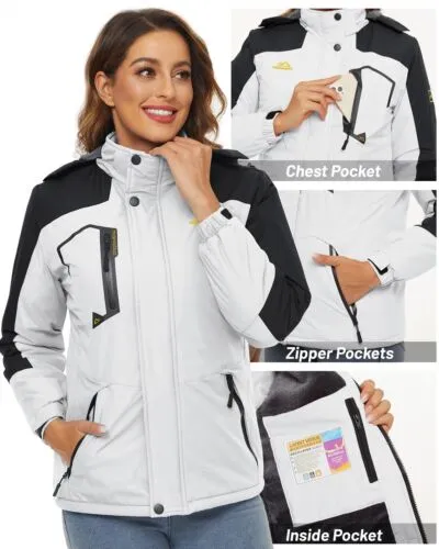 Waterproof Ski Snow Jacket Winter Warm Fleece Lined Mountain Hiking Coat
