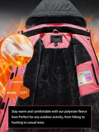 Waterproof Ski Snow Jacket Winter Warm Fleece Lined Mountain Hiking Coat