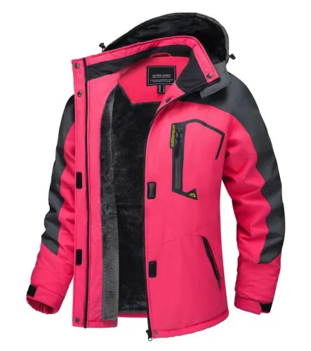 Waterproof Ski Snow Jacket Winter Warm Fleece Lined Mountain Hiking Coat