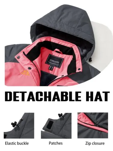 Waterproof Ski Snow Jacket Winter Warm Fleece Lined Mountain Hiking Coat