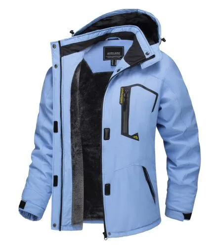 Waterproof Ski Snow Jacket Winter Warm Fleece Lined Mountain Hiking Coat